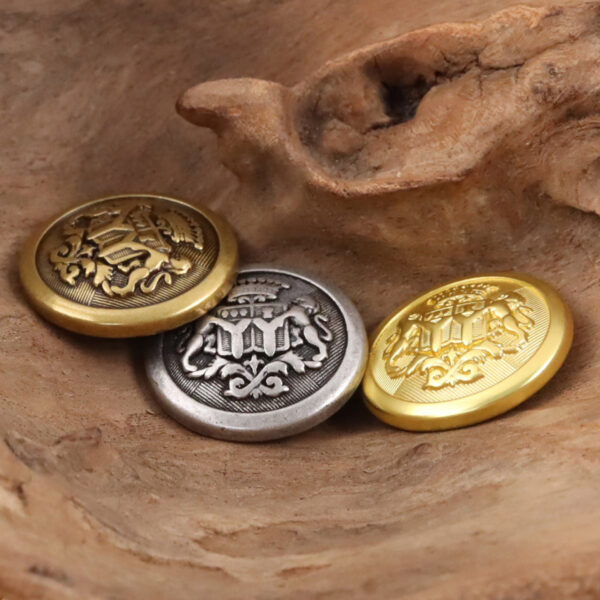Round Double Lion Metal Shank Buttons for College Jackets 10pcs - Image 3