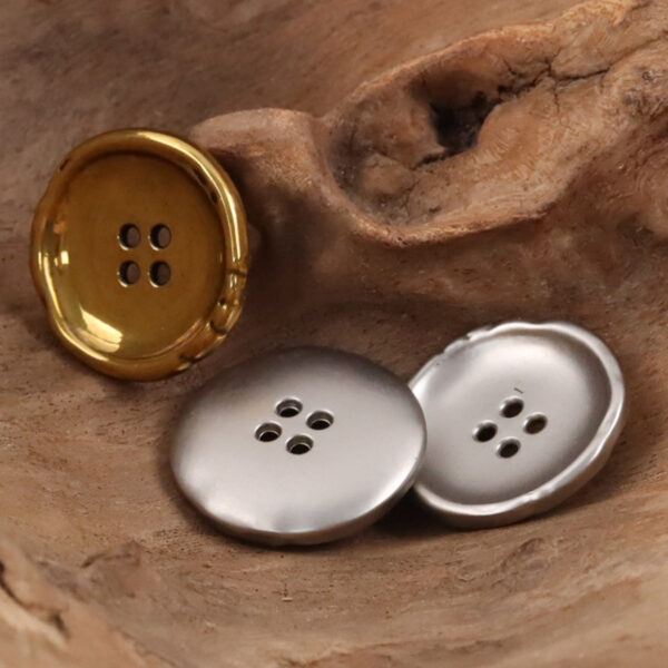 Golden Irregular Bowl-Shaped Metal Buttons for Coats and Suits - 10pcs - Image 3
