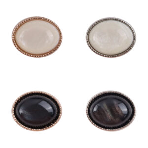 Oval Black White Resin Pebble Metal Shank Buttons for Underwear 10pcs