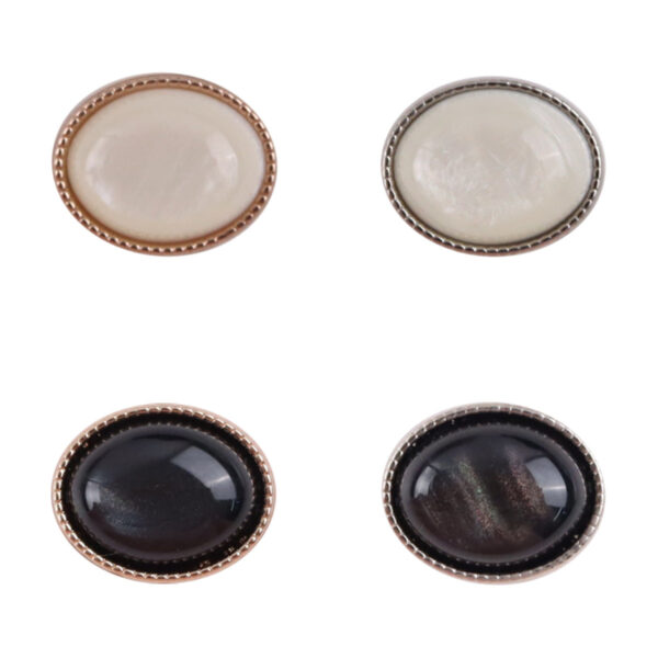 Oval Black White Resin Pebble Metal Shank Buttons for Underwear 10pcs
