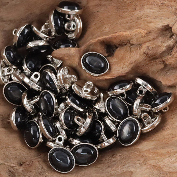 Oval Black White Resin Pebble Metal Shank Buttons for Underwear 10pcs - Image 7