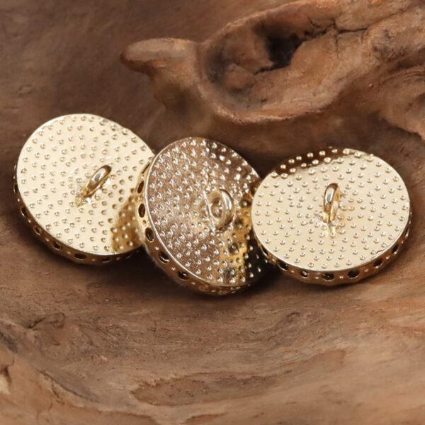 Round Hollow Linen and Golden Metal Shank Buttons for Suits,10pcs