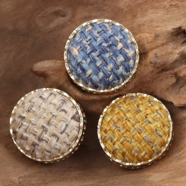 Round Hollow Linen and Golden Metal Shank Buttons for Suits,10pcs