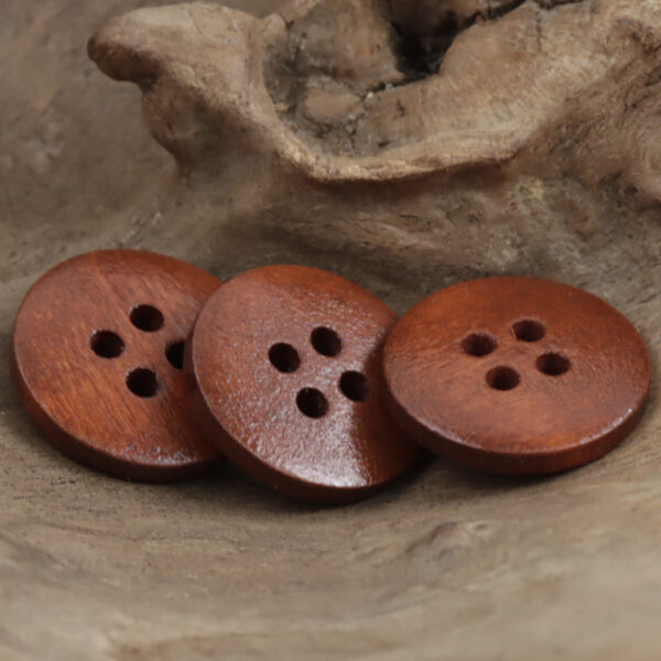 Dashed Circle Four-Hole Red Lacquered Wooden Buttons 100PCS - Image 2