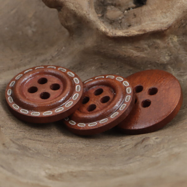 Dashed Circle Four-Hole Red Lacquered Wooden Buttons 100PCS - Image 3