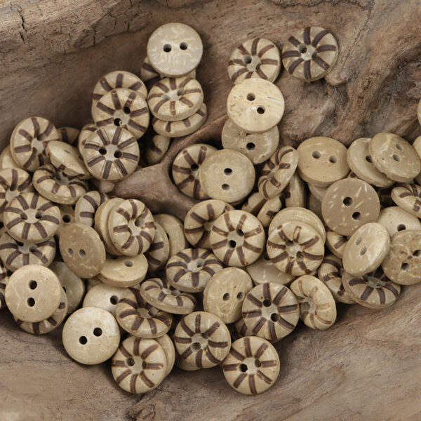 Sunflower Gear Bread Shaped 2 Hole Coconut Shell Buttons 60 Pack - Image 5