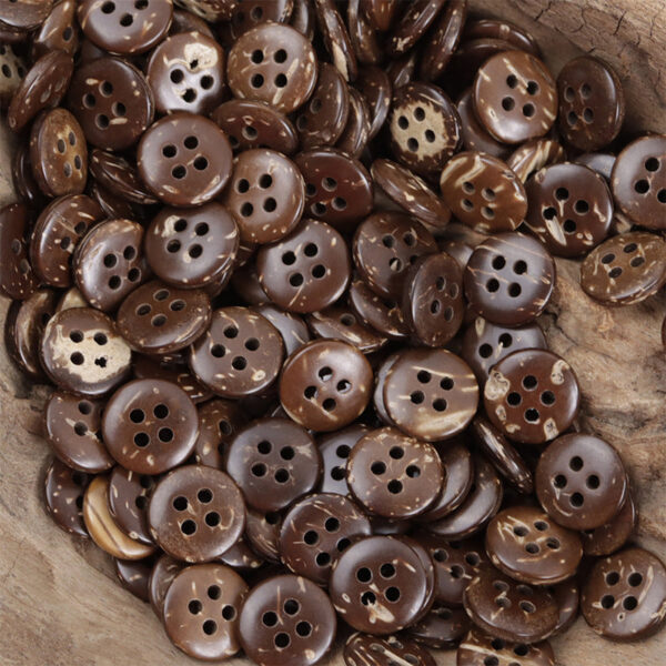 Round Dark Brown Coconut Shell DIY Decorative Buttons 60 Pack - Image 3