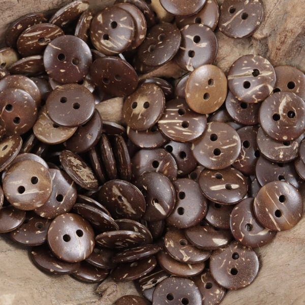 Round Dark Brown Coconut Shell DIY Decorative Buttons 60 Pack - Image 2