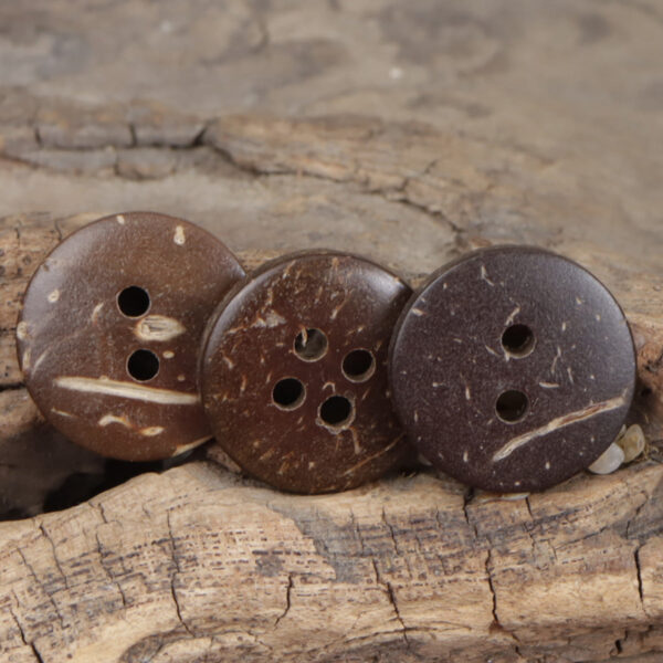 Round Brown Ethnic Style 2 Hole Natural Coconut Shell Buttons 60 Pack - Image 2