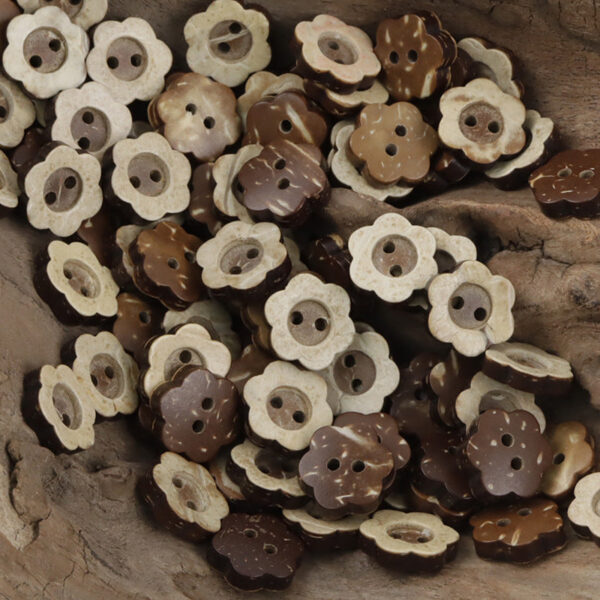 Cute Little Flower 2 Hole Natural Coconut Shell Buttons 50PCS