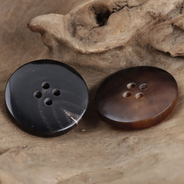 Irregular Curved Wave Natural Coffee Four-Hole Real Horn Buttons 10pcs - Image 2