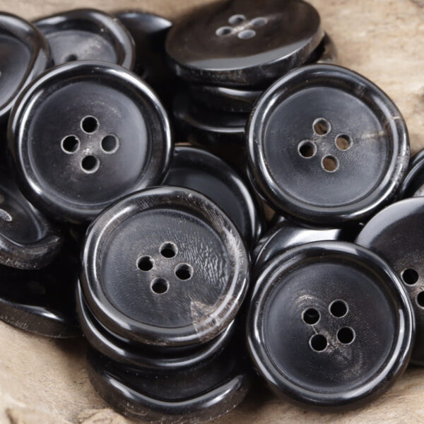 Irregular Curved Wave Natural Coffee Four-Hole Real Horn Buttons 10pcs - Image 3