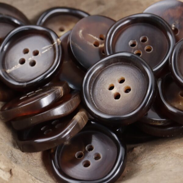 Irregular Curved Wave Natural Coffee Four-Hole Real Horn Buttons 10pcs - Image 4