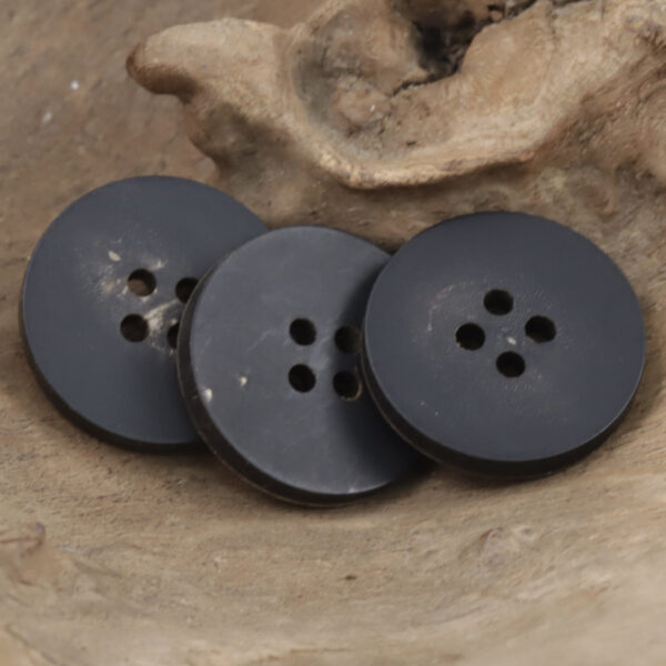 Vintage Burnt Yellowish Black Double-Sided Flat Real Horn Buttons 10pcs