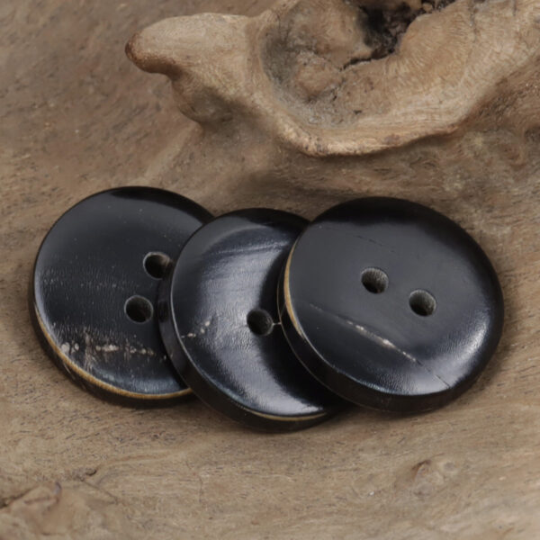 20mm Vintage Burnt Yellow Round Two-Hole Real Horn Buttons 10pcs - Image 3