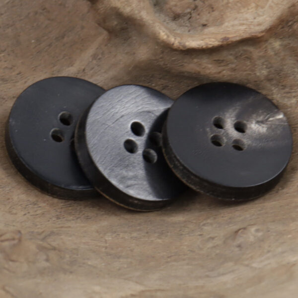21mm Vintage Bowl-Shaped Natural Black Horn Buttons 10pcs - Image 2