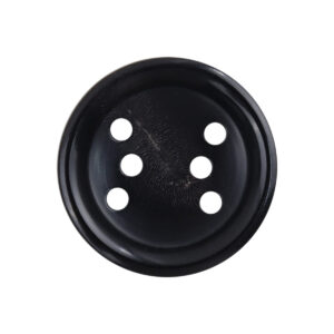 Round Six-Hole Natural Black Horn Buttons for Leather Jackets 6pcs