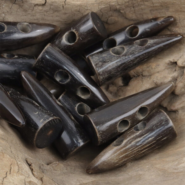 Vintage Brown Natural Horn Toggle Buttons for Wool Jackets 5pcs - Image 3