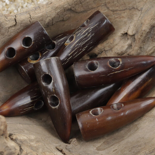 50mm Light Brown Natural Horn Toggle Buttons for Wool Coats 10pcs - Image 2
