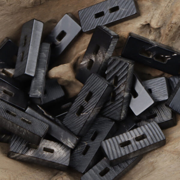 Vintage Rectangular Natural Black Real Horn Two-Hole Toggle Buttons,10PCS
