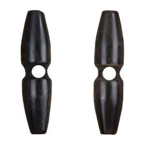 60mm Oblong Black and Brown Natural Horn Single-Hole Buttons 10pcs