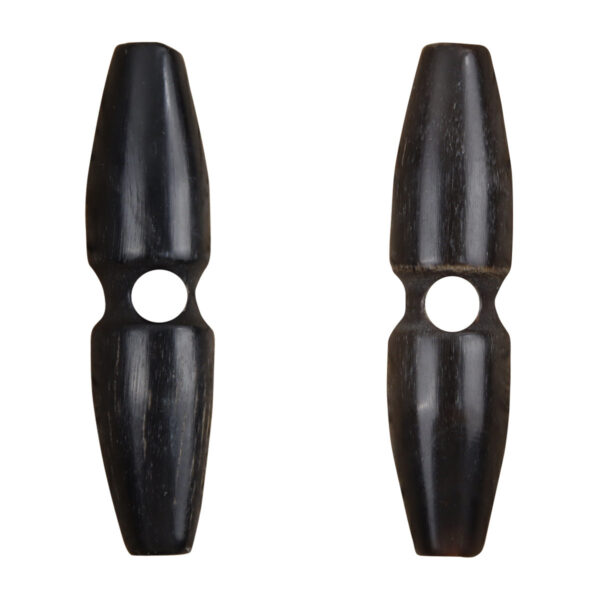 60mm Oblong Black and Brown Natural Horn Single-Hole Buttons 10pcs