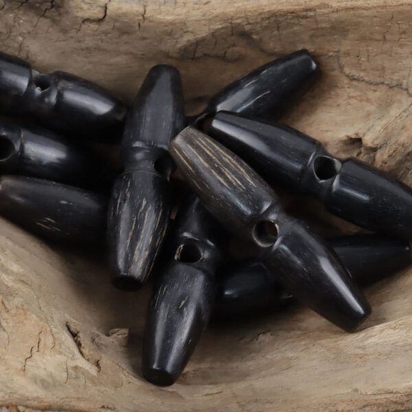 60mm Oblong Black and Brown Natural Horn Single-Hole Buttons 10pcs - Image 2
