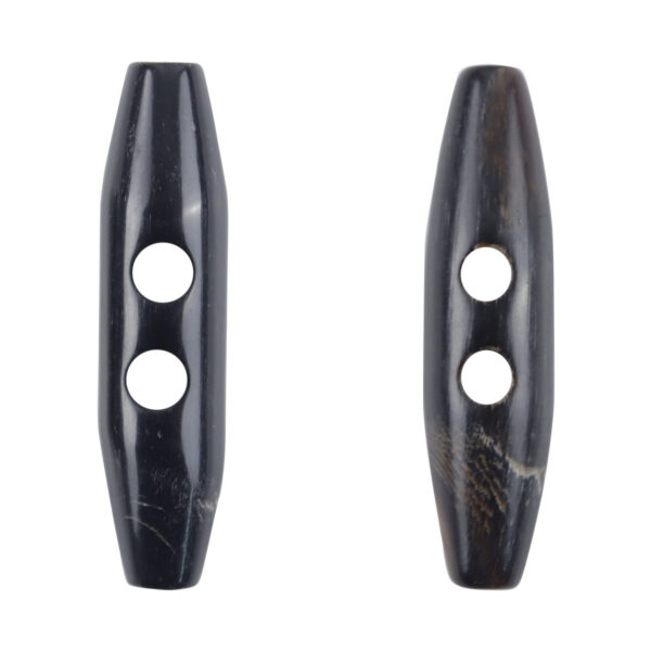 50mm Two-Hole Black and Brown Natural Horn Toggle Buttons 5pcs