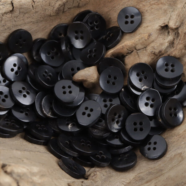 11.5mm Pear-Shaped 4-Hole Natural Real Horn Buttons Black Brown 20PCS - Image 2