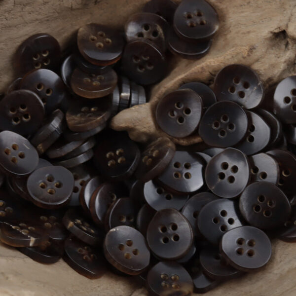 11.5mm Pear-Shaped 4-Hole Natural Real Horn Buttons Black Brown 20PCS - Image 3