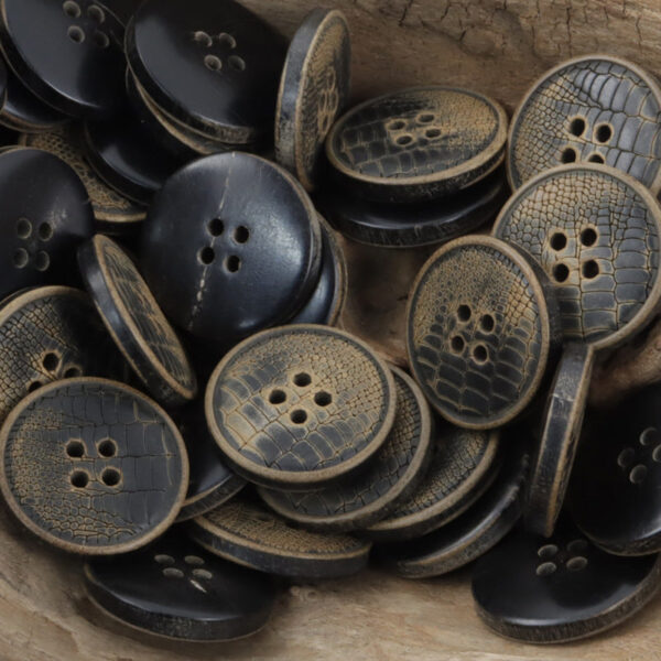 Vintage Burnt Snake Skin Pattern Genuine Horn Buttons 10pcs - Image 5