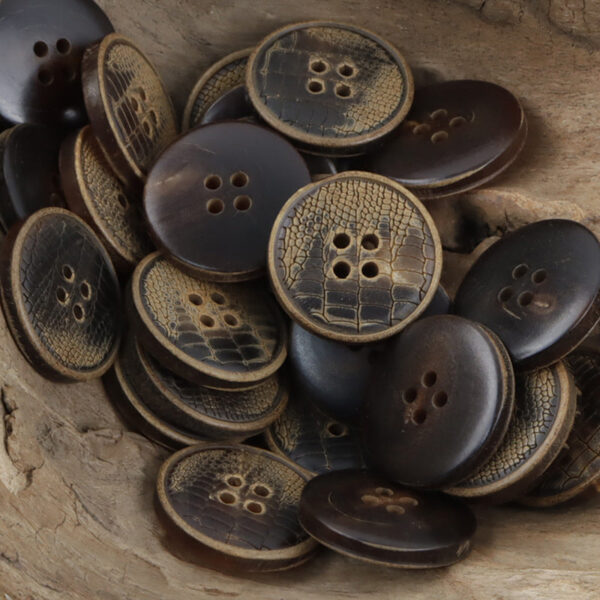 Vintage Burnt Snake Skin Pattern Genuine Horn Buttons 10pcs - Image 6