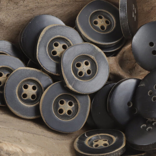 Vintage Irregular Wide-Edged Natural Real Horn Buttons,10PCS