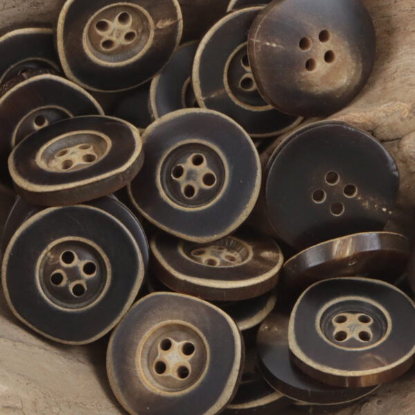 Vintage Irregular Wide-Edged Natural Real Horn Buttons,10PCS
