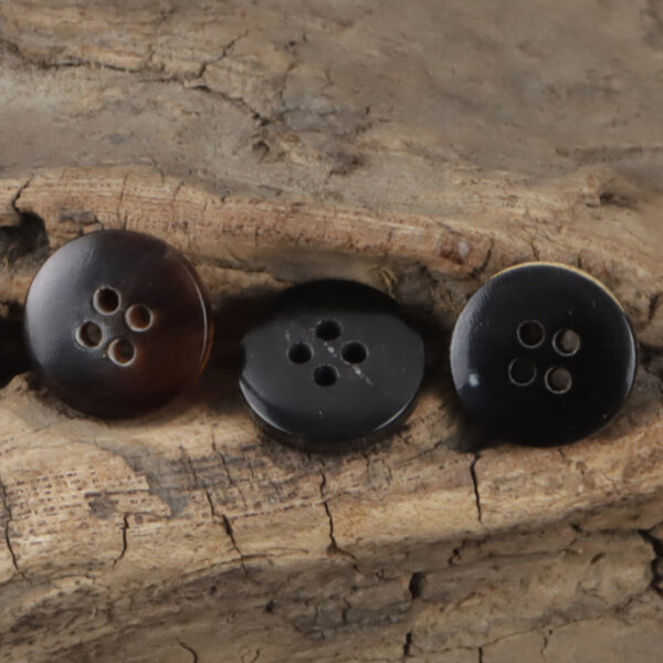 Vintage Charred Yellow Horn Buttons 4 Holes 10PCS