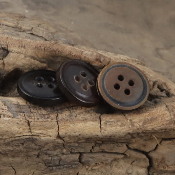 Vintage Charred Yellow Horn Buttons 4 Holes 10PCS