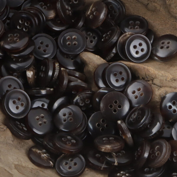 Vintage Charred Yellow Horn Buttons 4 Holes 10PCS