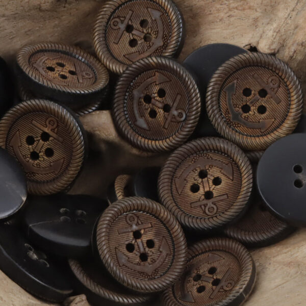 Vintage Burnt Yellow Anchor Horn Buttons for Leather Jackets 10pcs - Image 3