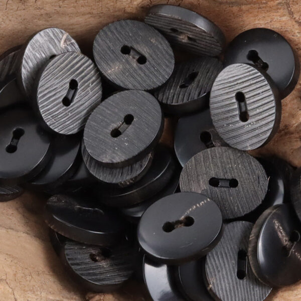 Burned Black Horn Buttons Bevel-Cut Surface Texture,10PCS