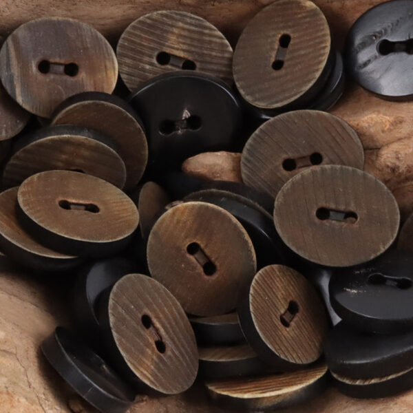 Burned Black Horn Buttons Bevel-Cut Surface Texture,10PCS