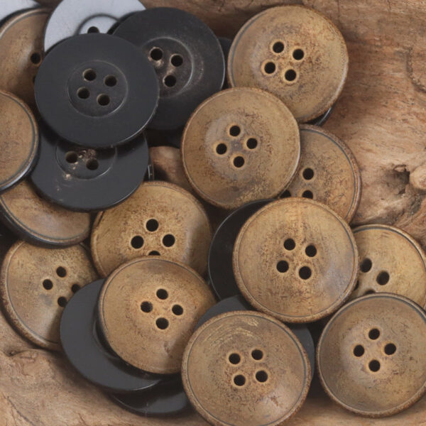 22mm Burnt Four-Hole Ox Horn Buttons for Hat Decoration 10pcs - Image 2