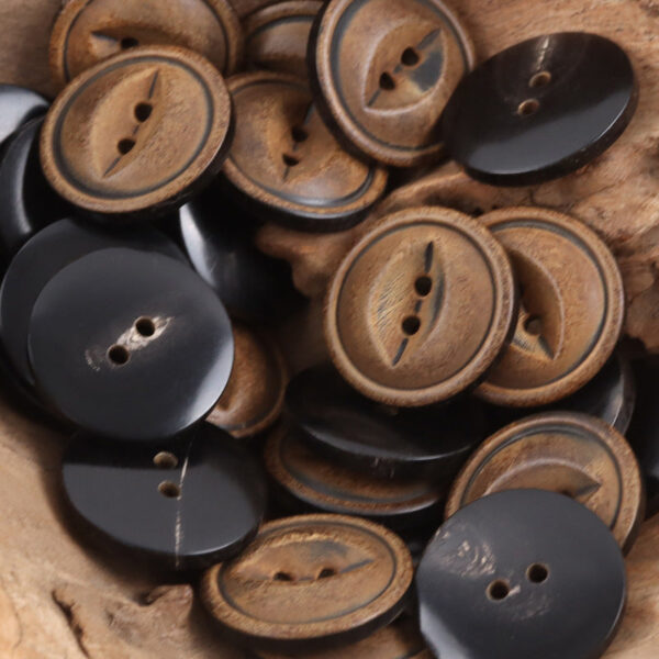 Retro Burnt Yellowish Natural Fish-Eye Horn Buttons 10pcs - Image 4