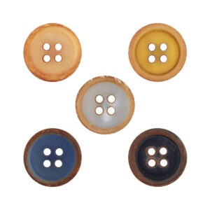 15mm Vintage Round 4-Hole Fire-Branded Cow Horn Buttons,3PCS 