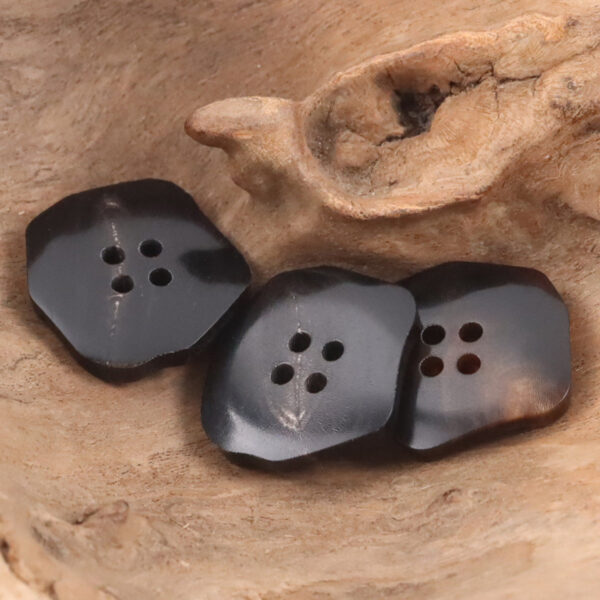 Exotic-Shaped Black Brown Natural Ox Horn Buttons 10PCS