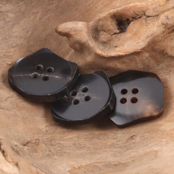 Exotic-Shaped Black Brown Natural Ox Horn Buttons 10PCS