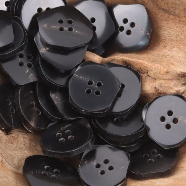 Exotic-Shaped Black Brown Natural Ox Horn Buttons 10PCS