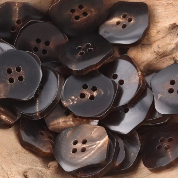 Exotic-Shaped Black Brown Natural Ox Horn Buttons 10PCS