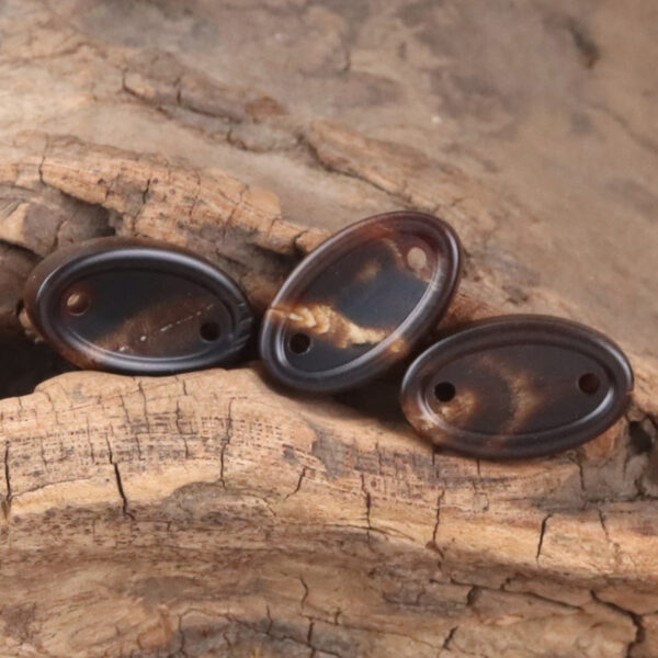 Long Oval Two-Hole Natural Real Ox Horn Buttons for Clothing Labels 10pcs - Image 2