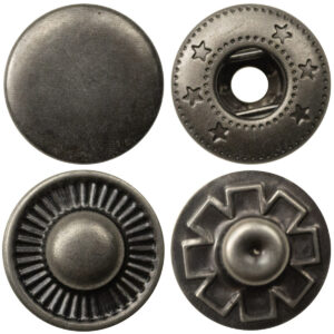 15mm Flat Antique Silver Metal Snap Jacket Buttons 20pcs 