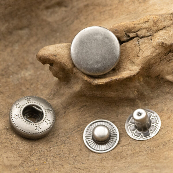 15mm Flat Antique Silver Metal Snap Jacket Buttons 20pcs